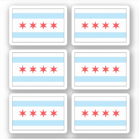 Chicago vlag stickers, set van zes sticker (Voorkant)