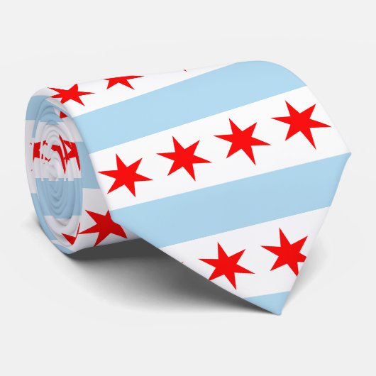 Chicago vlag strepen en sterren patroon stropdas (Opgerold)