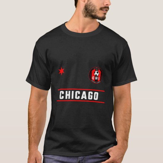 Chicago Voetbal Jersey Mini Badge Fire Red Deep Bl T-shirt (Voorkant)