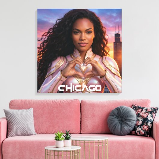 CHICAGO - VROUWELIJKE HELD CANVAS AFDRUK (Insitu (Woonkamer))