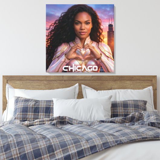 CHICAGO - VROUWELIJKE HELD CANVAS AFDRUK (Insitu (Slaapkamer))