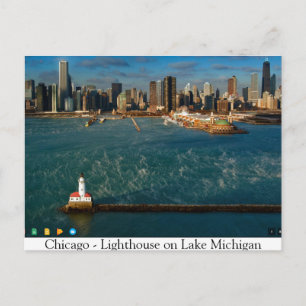 Chicago — vuurtoren op het meer van Michigan Briefkaart