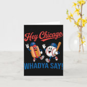 Chicago Wat zeg je Grappig Honkbal Hotdog 4e Juli Kaart (Gele Bloem)