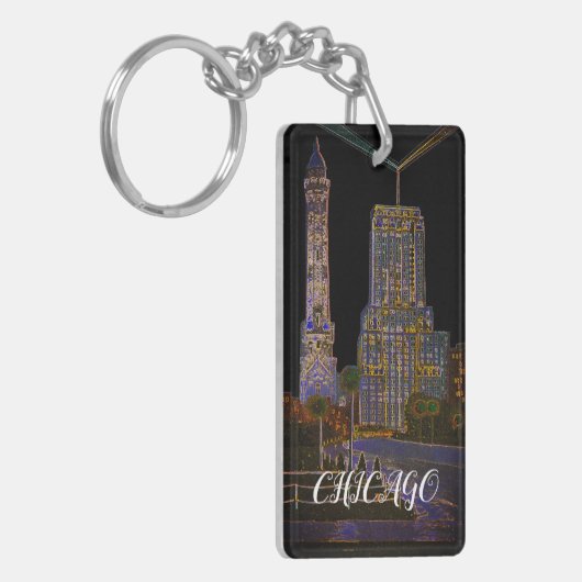 Chicago Water Tower Beauful Art  kleurrijk Sleutelhanger (Voorkant Links)