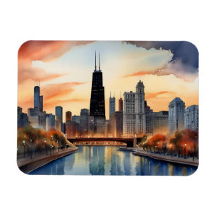 Chicago watercolor kunst magneet