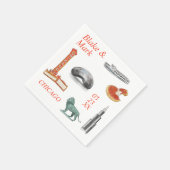 Chicago waterverf iconen bruiloft cocktail servett servet (Hoek)