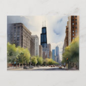 Chicago waterverf kunst briefkaart (Voorkant)