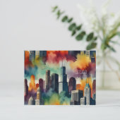 Chicago waterverf kunst briefkaart (Staand voorkant)