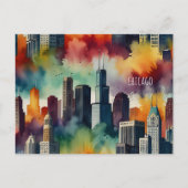 Chicago waterverf kunst briefkaart (Voorkant)