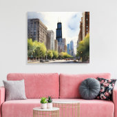Chicago waterverf kunst canvas afdruk (Insitu (Woonkamer))