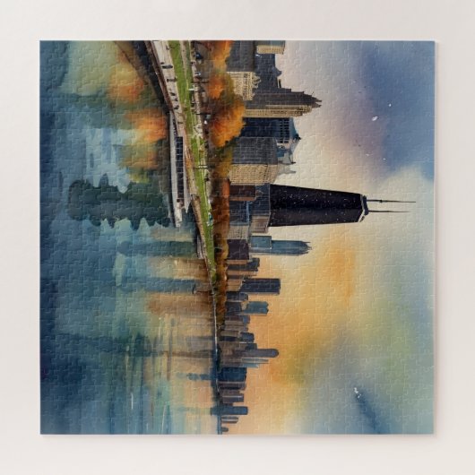 Chicago waterverf kunst legpuzzel (Horizontaal)