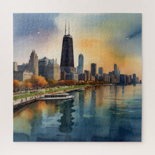 Chicago waterverf kunst legpuzzel
