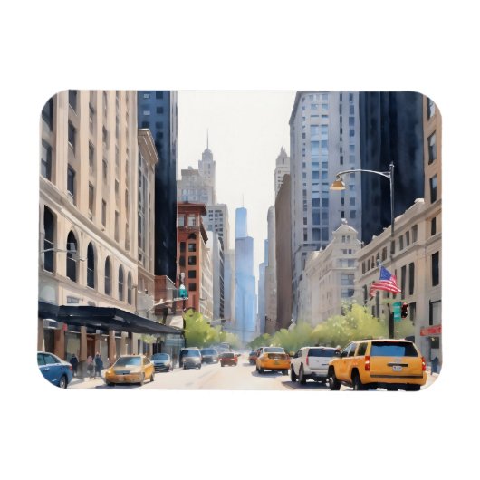 Chicago waterverf kunst magneet (Horizontaal)