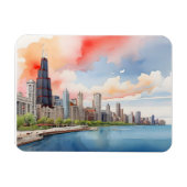 Chicago waterverf kunst magneet (Horizontaal)