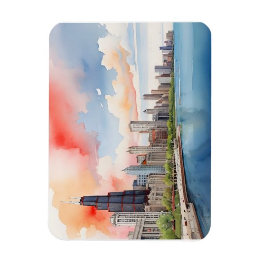 Chicago waterverf kunst magneet (Verticaal)