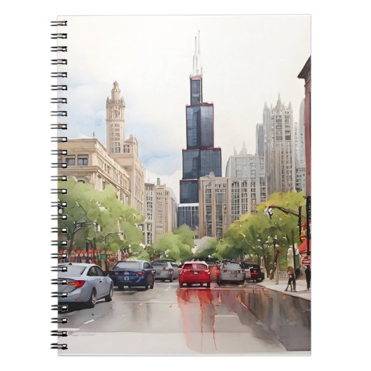 Chicago waterverf kunst notitieboek (Voorkant)