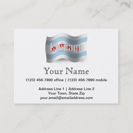 Chicago Waving Flag Visitekaartje (Voorkant)