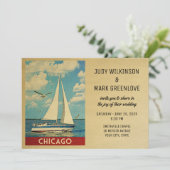 Chicago Wedding Invitation Sailboat Kaart (Staand voorkant)