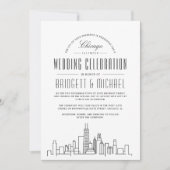 Chicago Wedding | Moderne Deco Skyline Kaart (Voorkant)