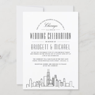 Chicago Wedding   Moderne Deco Skyline Kaart