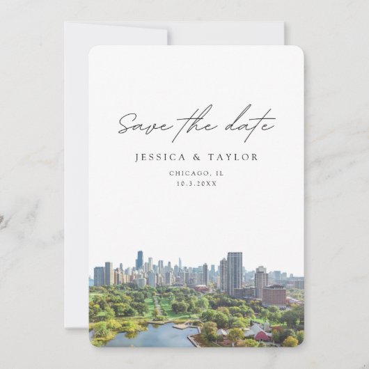 Chicago Wedding Save the Date Lincoln Park Kaart (Voorkant)