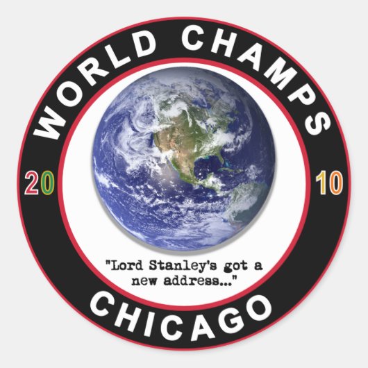 Chicago Wereldkampioen ijshockey 2010 Ronde Sticker (Voorkant)