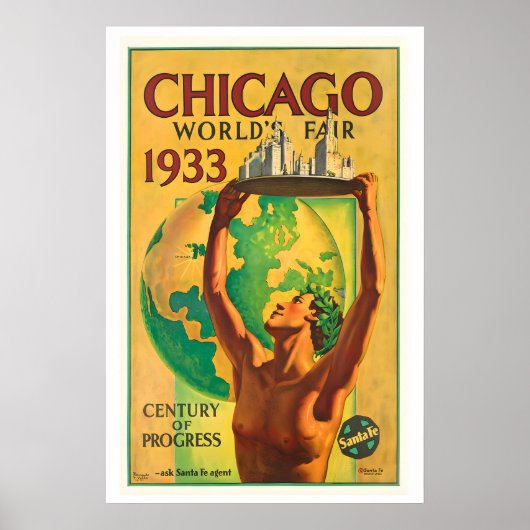 Chicago Wereldtentoonstelling 1933 Eeuw van Voorui Poster (Voorkant)