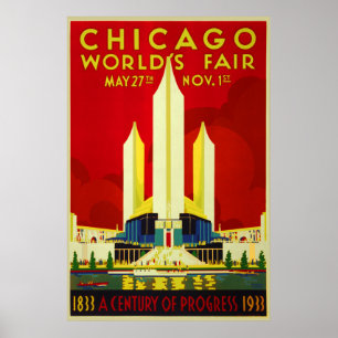 Chicago wereldtentoonstelling een eeuw van vooruit poster
