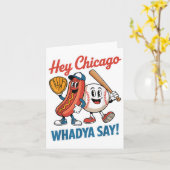 Chicago Whadya Say Funny Baseball Hot Dog 4e Kaart (Gele Bloem)