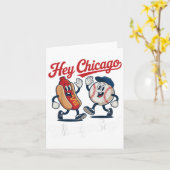 Chicago Whadya Say Funny Baseball Hot Dog 4e Kaart (Gele Bloem)