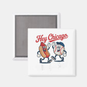 Chicago Whadya Say Funny Baseball Hot Dog 4e Magneet (Voorkant / Achterkant)