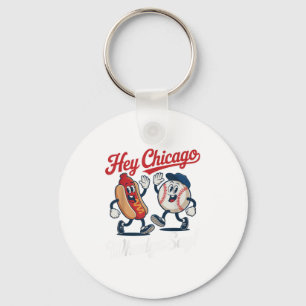 Chicago Whadya Say Funny Baseball Hot Dog 4e Sleutelhanger