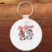 Chicago Whadya Say Funny Baseball Hot Dog 4e Sleutelhanger (Voorkant)