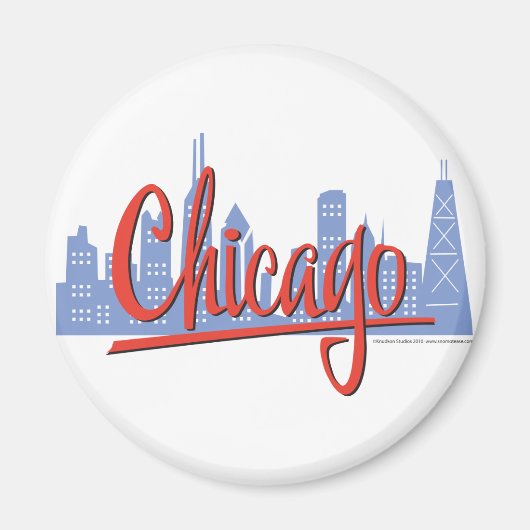Chicago Windy City Silhouet Magneet (Voorkant)