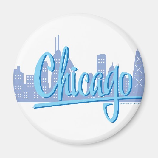 Chicago Windy City Silhouet Magneet (Voorkant)