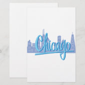 Chicago Windy City Skyline Briefpapier (Voorkant / Achterkant)