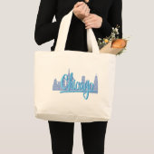 Chicago Windy City Skyline Grote Tote Bag (Voorkant (product))