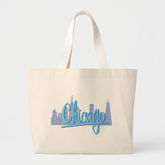 Chicago Windy City Skyline Grote Tote Bag (Voorkant)