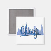 Chicago Windy City Skyline Magneet (Voorkant / Achterkant)