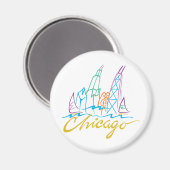 Chicago Windy City Skyline Magneet (Voorkant / Achterkant)