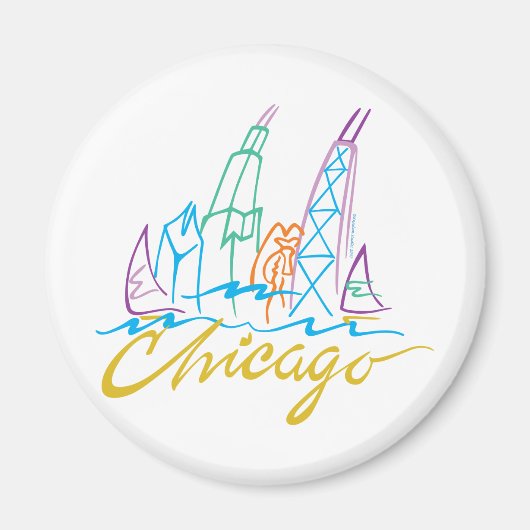 Chicago Windy City Skyline Magneet (Voorkant)