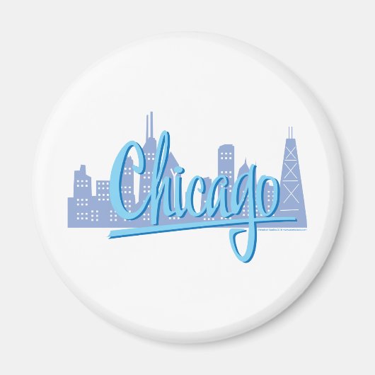 Chicago Windy City Skyline Magneet (Voorkant)