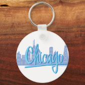 Chicago Windy City Skyline Sleutelhanger (Voorkant)