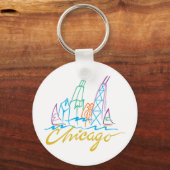 Chicago Windy City Skyline Sleutelhanger (Voorkant)