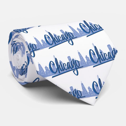 Chicago Windy City Skyline Stropdas (Opgerold)