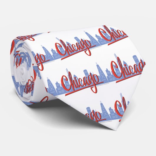 Chicago Windy City Skyline Stropdas (Opgerold)