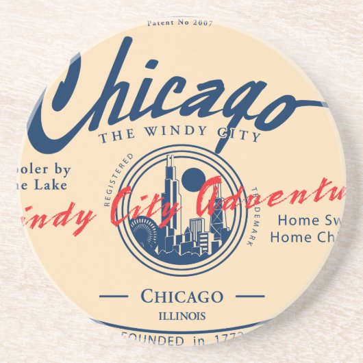 Chicago Windy City Zandsteen Onderzetter (Voorkant)
