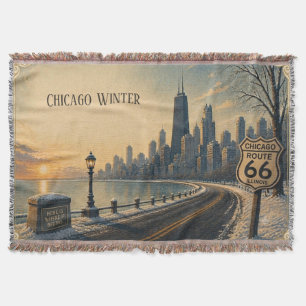 Chicago Winter Route 66 Herinneringen Gezellig Deken