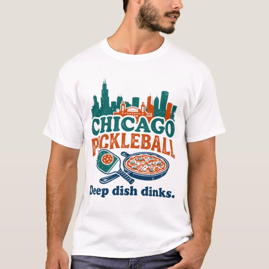Chicago Winter Sneeuw En Deep Dish Pizza T-shirt (Voorkant)