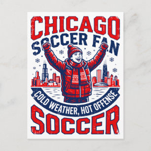 Chicago Winter Voetbal Supporter Juicht In De Snee Briefkaart